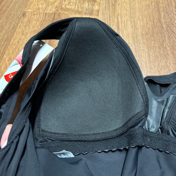 Lands End Womens Solid Black One Piece Swim Suit Slimming Wrap Size 8P Petite - Picture 6 of 8